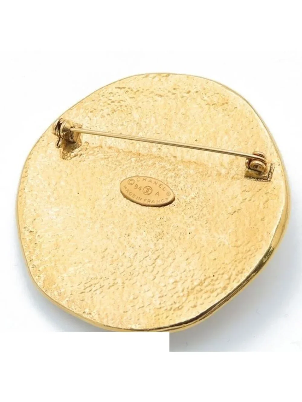 Chanel Pin Brooch Gold Metal CC Logo Sun Motif Vintage